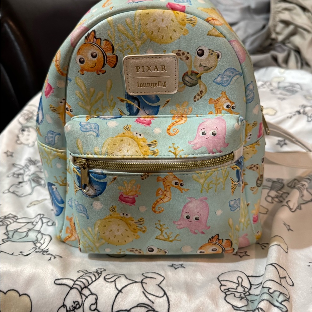 Loungefly Blue Mini Backpack with Whimsical Sea Creatures